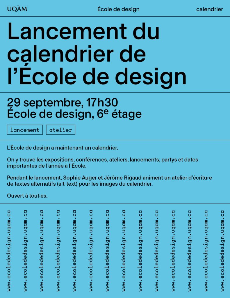 Lancement du calendrier de l’École de design